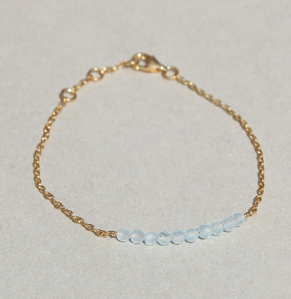 Silberarmband vergoldet mit Aqua Chalcedon, 16+2cm