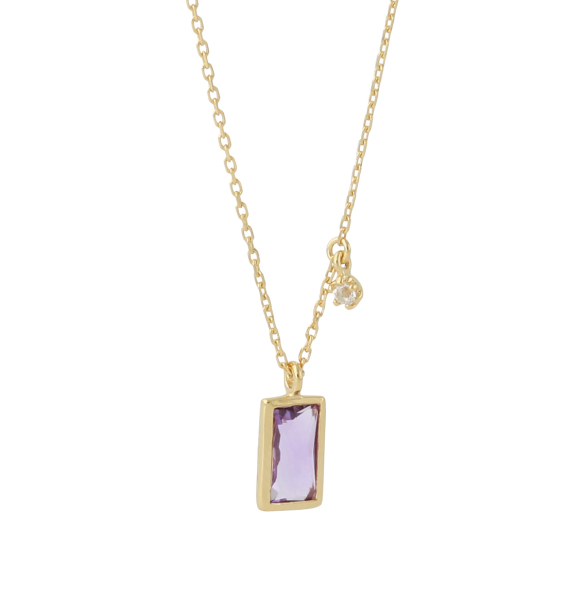 Silbercollier mit 4x8mm Amethyst & 2mm Topas, 18ct vergoldet, Kette 45 +5cm