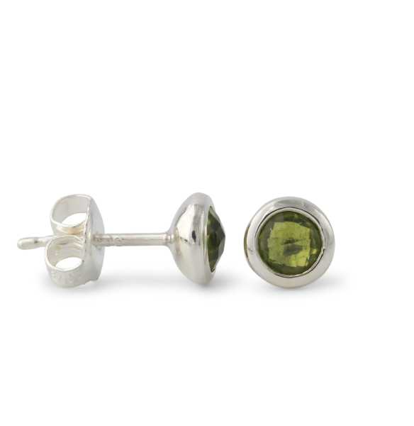 Silberohrstecker mit Peridot | Fine flat