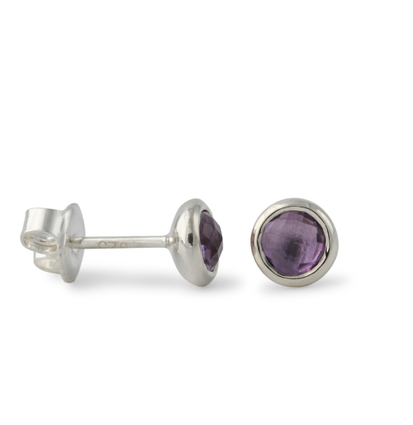 Silberohrstecker mit Amethyst | Fine flat