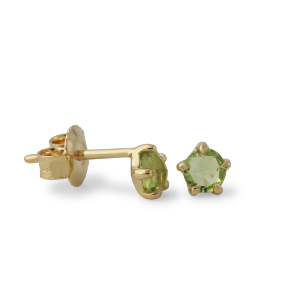 Silberohrstecker mit 4mm Peridot, 18ct vergoldet