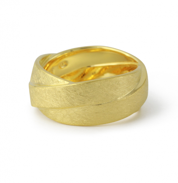 Silberring "three bands", 18ct vergoldet