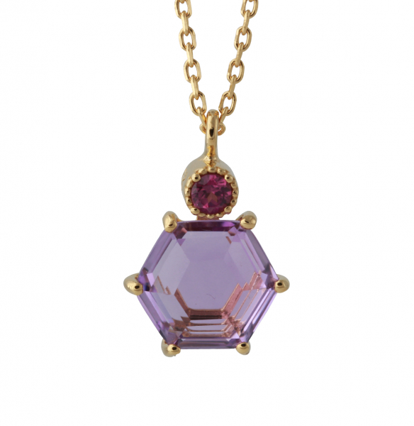 Silbercollier mit Amethyst und Granat