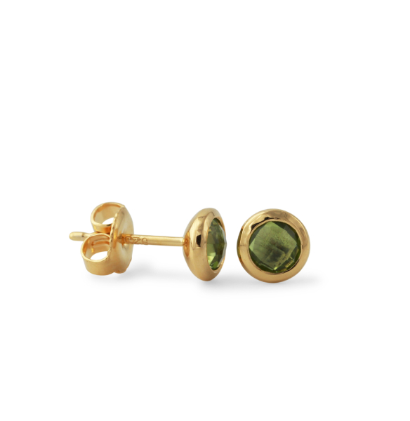 Silberohrstecker vergoldet mit Peridot | Fine flat