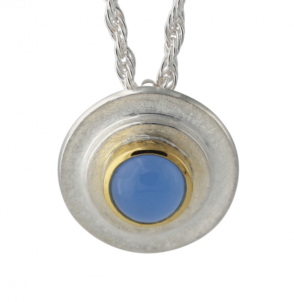 Silberanhänger mit 8mm Chalcedon, 18ct vergoldet