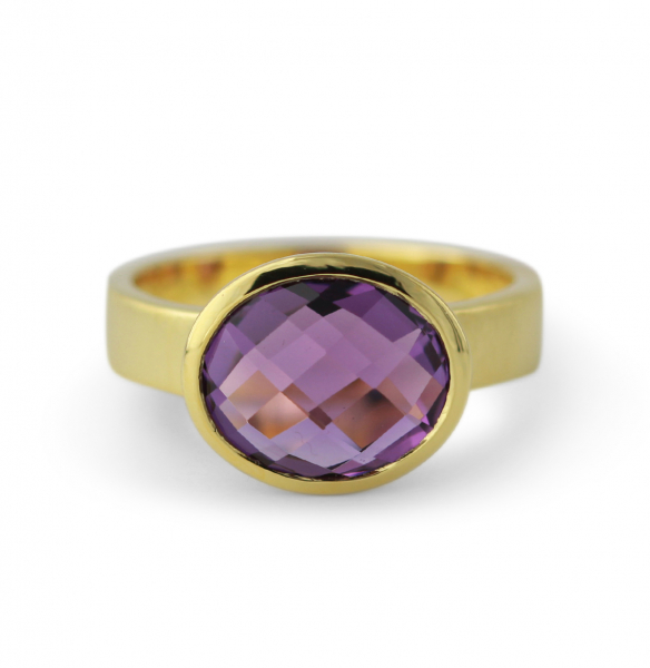 Silberring mit Amethyst, vergoldet